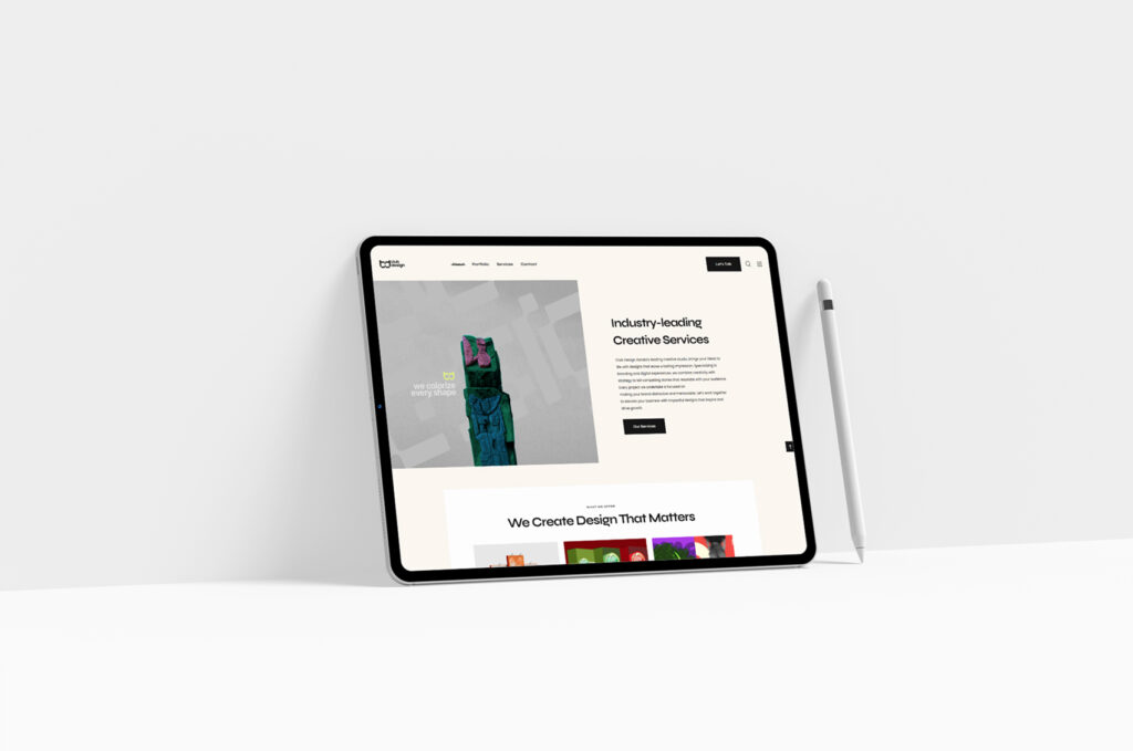 Mockup of the Club Design services page, highlighting a structured layout with clear service descriptions, engaging visuals, and improved accessibility